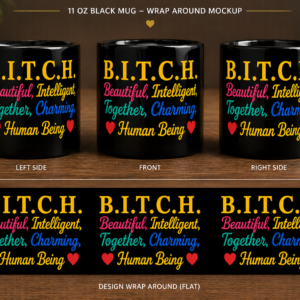 beautiful intelligent together charming human being black printed coffee mug