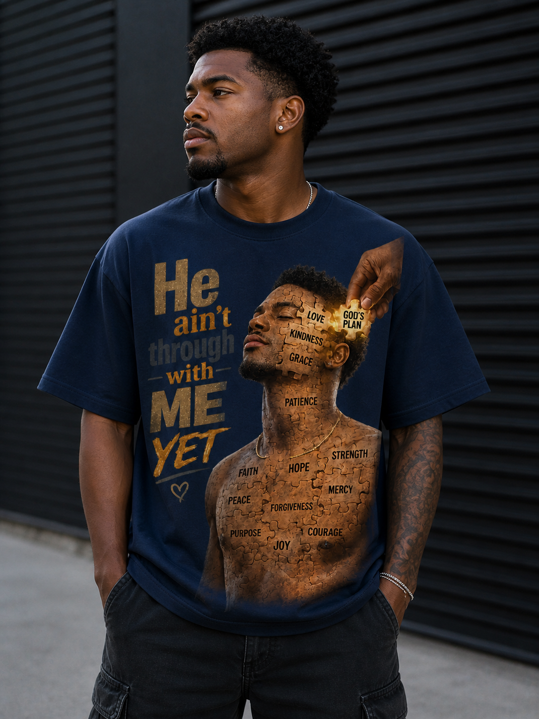 He Ain’t Through With Me Yet Tee (Male) he ain’t through with me yet tee (male)