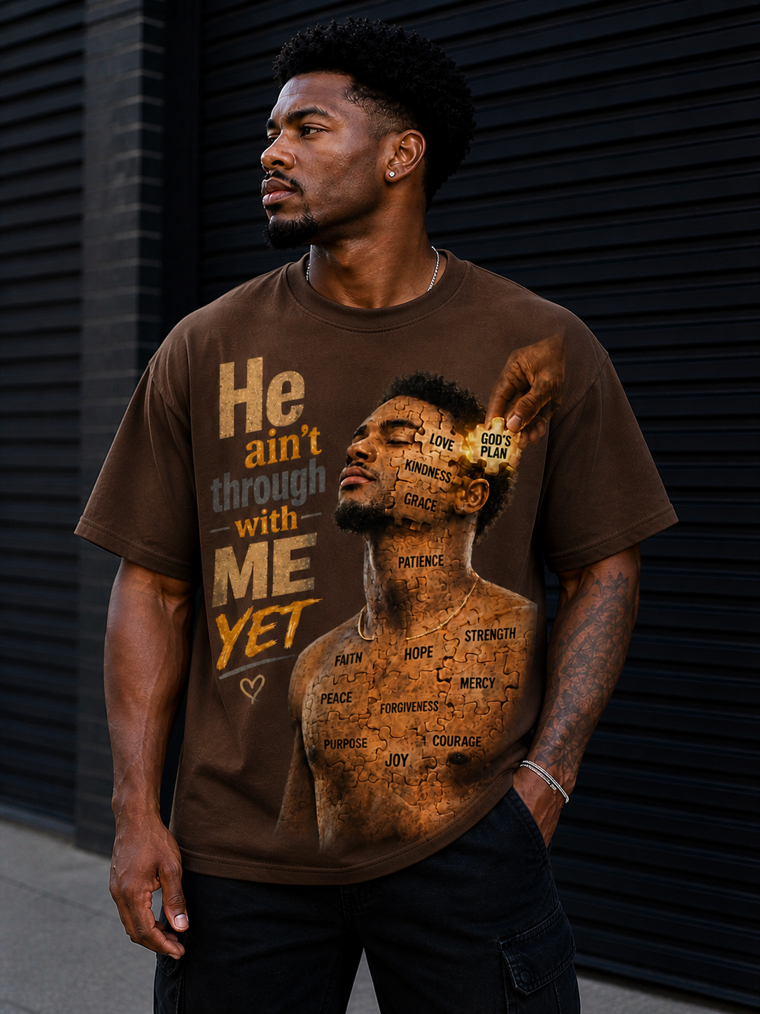 he ain’t through with me yet tee (men's) he ain’t through with me yet tee (men's)